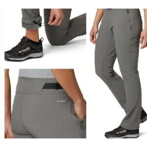 COLUMBIA Solid Gray Wildsee Soft Shell Women's Outdoor Hiking Pants Size 12